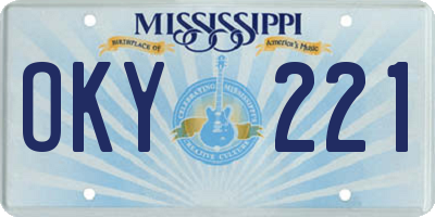 MS license plate OKY221