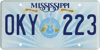 MS license plate OKY223