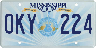 MS license plate OKY224