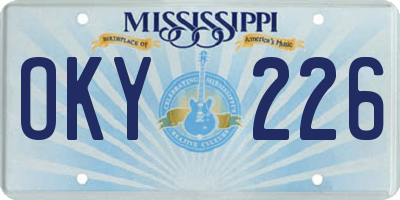 MS license plate OKY226