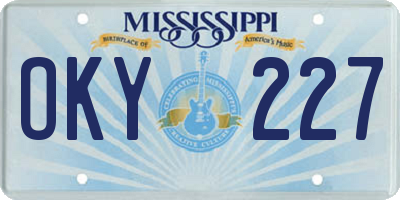 MS license plate OKY227