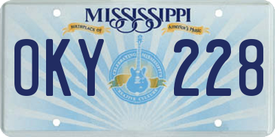 MS license plate OKY228