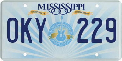 MS license plate OKY229