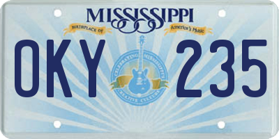 MS license plate OKY235