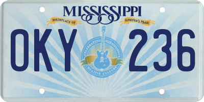 MS license plate OKY236