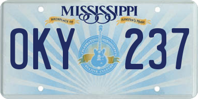 MS license plate OKY237