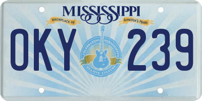 MS license plate OKY239