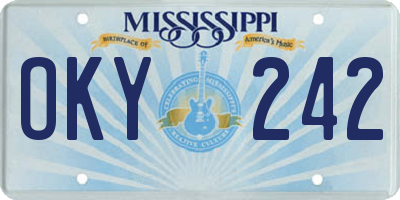 MS license plate OKY242