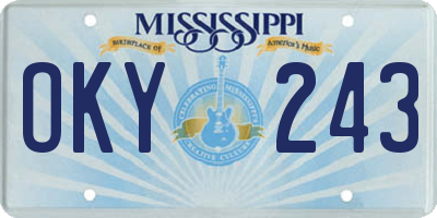 MS license plate OKY243