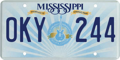 MS license plate OKY244