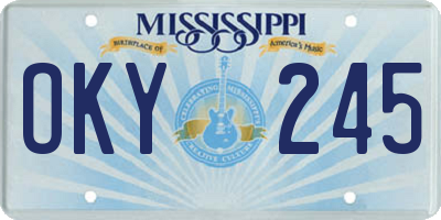 MS license plate OKY245
