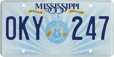 MS license plate OKY247