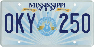 MS license plate OKY250