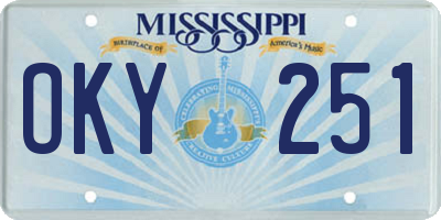 MS license plate OKY251
