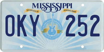MS license plate OKY252