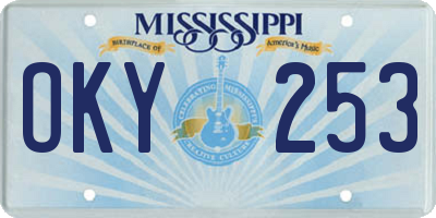 MS license plate OKY253