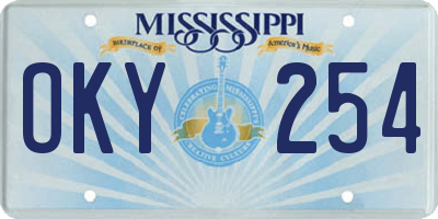 MS license plate OKY254