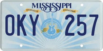 MS license plate OKY257