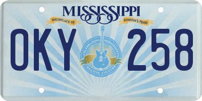 MS license plate OKY258