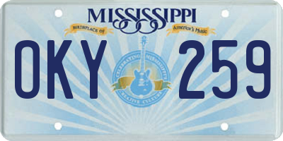 MS license plate OKY259
