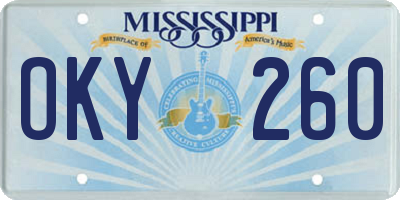 MS license plate OKY260
