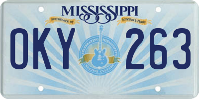 MS license plate OKY263