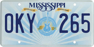 MS license plate OKY265