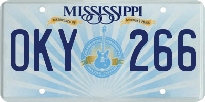 MS license plate OKY266