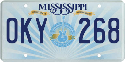 MS license plate OKY268