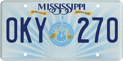 MS license plate OKY270