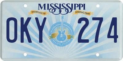 MS license plate OKY274