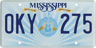 MS license plate OKY275