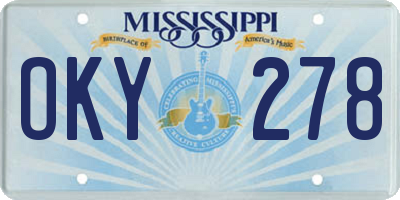 MS license plate OKY278