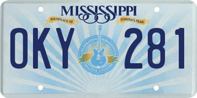 MS license plate OKY281