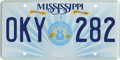 MS license plate OKY282