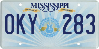MS license plate OKY283