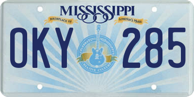 MS license plate OKY285