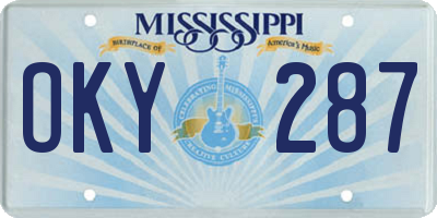 MS license plate OKY287