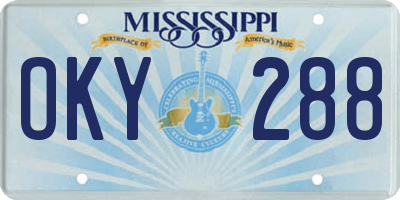 MS license plate OKY288