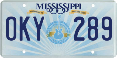 MS license plate OKY289