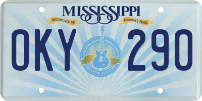 MS license plate OKY290