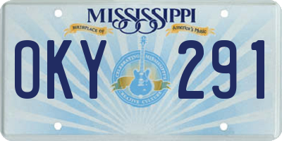 MS license plate OKY291