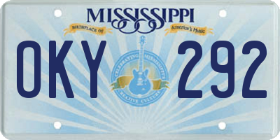 MS license plate OKY292