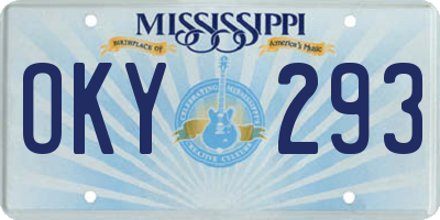 MS license plate OKY293