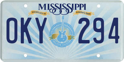 MS license plate OKY294