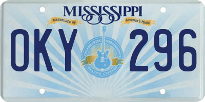 MS license plate OKY296
