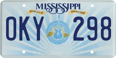MS license plate OKY298