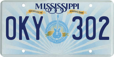 MS license plate OKY302