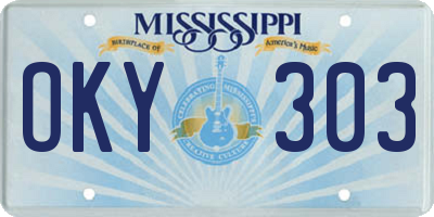MS license plate OKY303