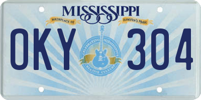 MS license plate OKY304